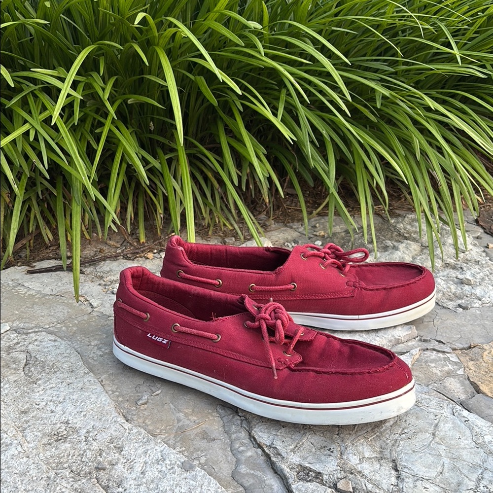 Lugz Men's Burgundy Canvas Boat Shoes